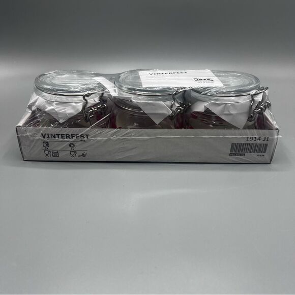 IKEA Heart Vinterfest Glass Jar w/ Locking Seal Lid Set of Three 4 oz - Picture 2 of 4